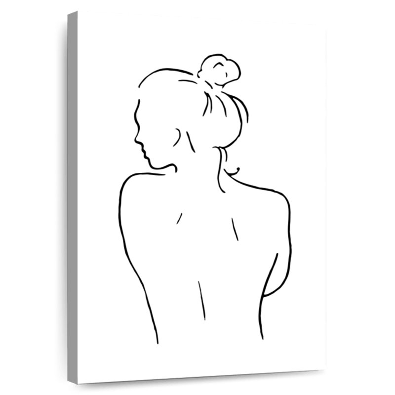 Esquisse de corps féminin Leisha II - noir et blanc, H 12 po x l 8 po