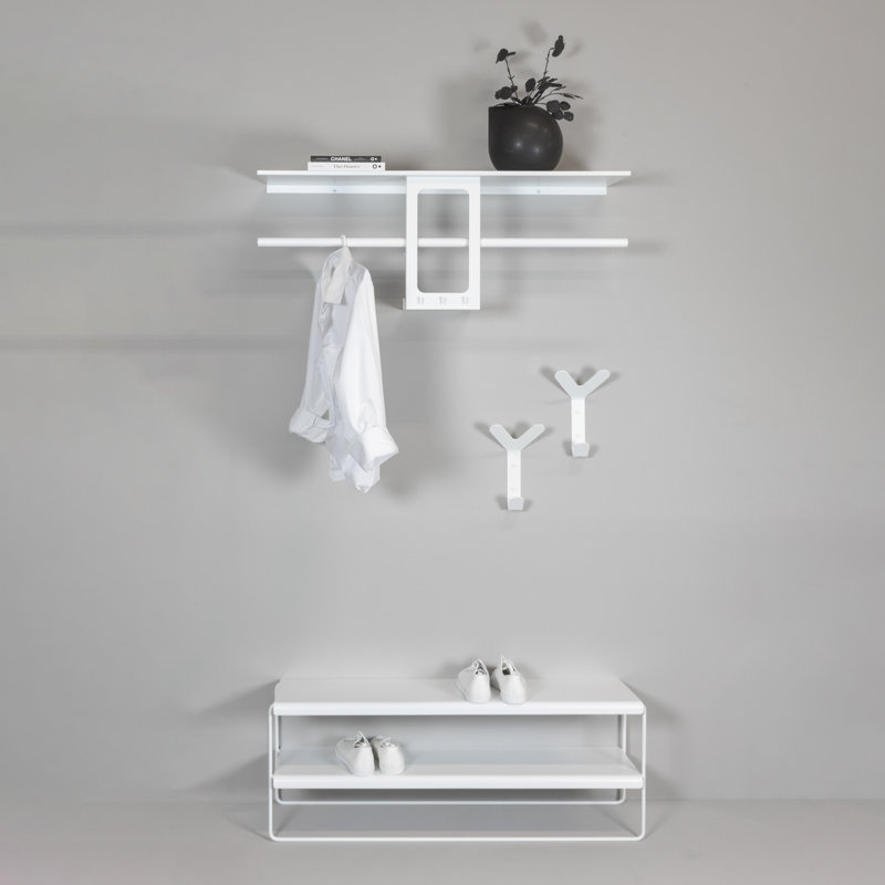 FRONDO Steel Wall 3 - Hook Coat Rack, White