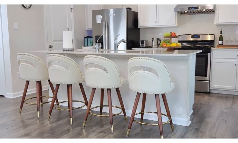 Mercer41 Kokitus Counter Height Bar Stools, 24 Inch Swivel Bar Stools with Backs&Solid Wood Legs