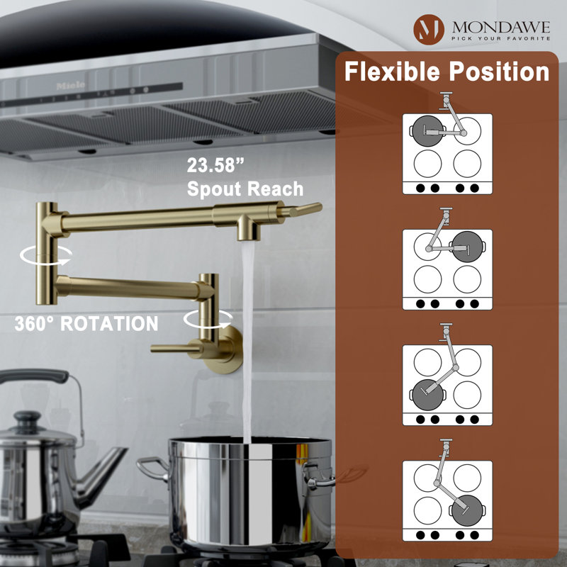 Mondawe Kitchen Faucet, Brushed Gold