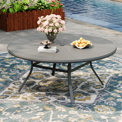6-Person Aluminum Round Patio Dining Table by Lark Manor
