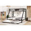 Lit superposé simple au-dessus de grand lit simple en métal avec lit gigogne inclus, noir