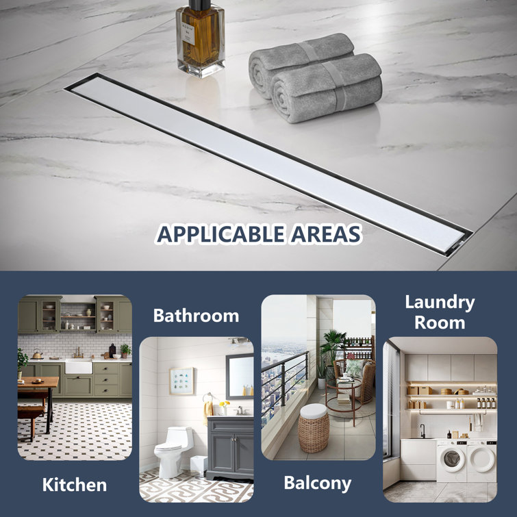 Interbath INGL32BADSNS 32'' W Linear Grid Shower Drain