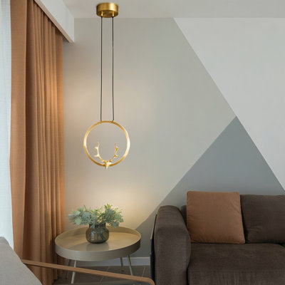 Nordic Deer Antler Bedside Wall Lamp, Copper Body With 3-color Led