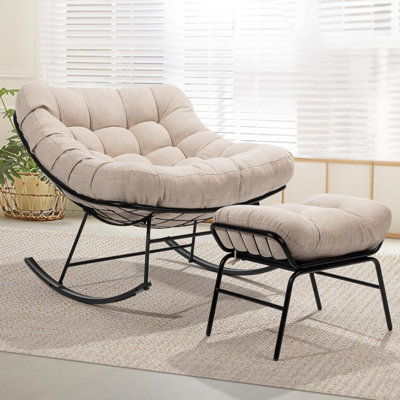 Chaise berçante avec repose-pieds Moon