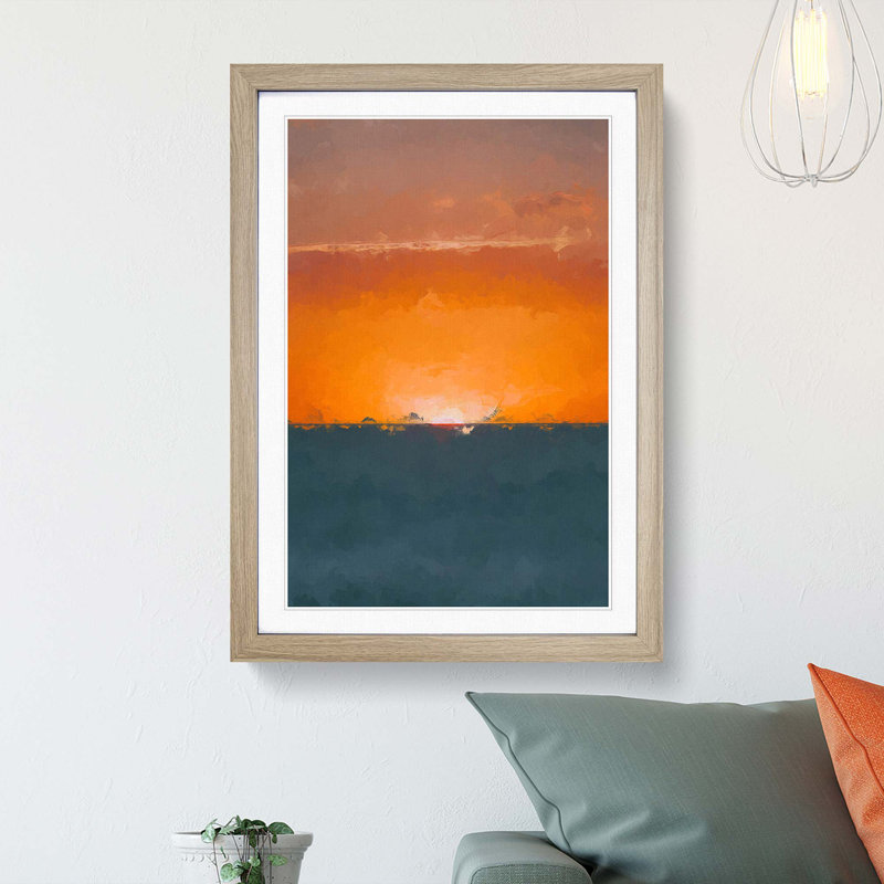 Sunrise Horizon in Abstract - Picture Frame Graphic Art Print, Oak Framed, 65cm H x 48cm W x 2cm D