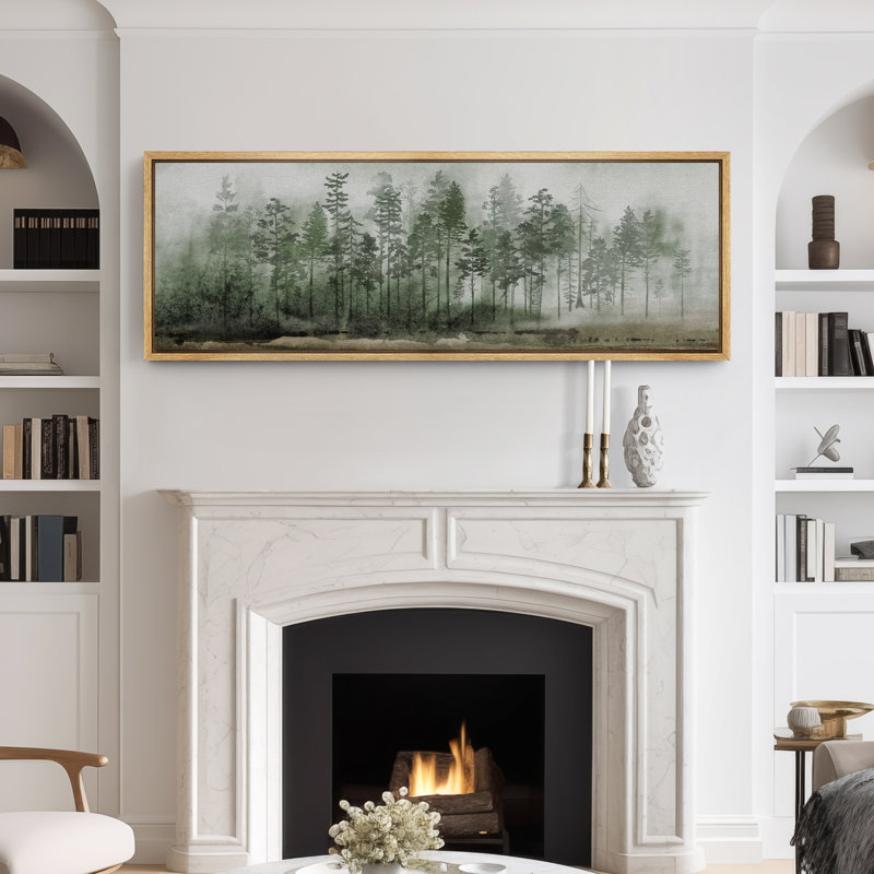 wall26 Green Forest Trees Simple Landscape Extra Large Framed Wall Art ...