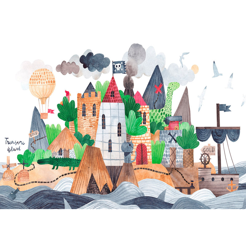 Adhésif mural pelez et collez pour enfants - Treasure Island, L 124 po x l 173 po