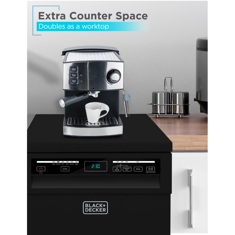 BCDP-Series BLACK+DECKER Portable Dishwasher, 18 Inches Wide, 8 Place Setting, Black