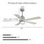 Ventilateur de plafond de 52 pouces avec lumière, télécommande silencieuse à 6 vitesses, DEL à intensité variable, pour le salon, la chambre à coucher et autres intérieurs-126322366-126322370