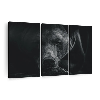 Ours brun monochrome sur toile 3 pièces