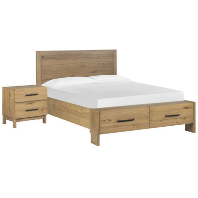 Très grand lit de rangement avec 2 panneaux de chevet Haytit