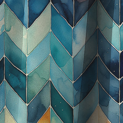 Watercolor Delight Blue Chevron Pattern - Chevron Curtain - Blackout Curtain - 1 Panels