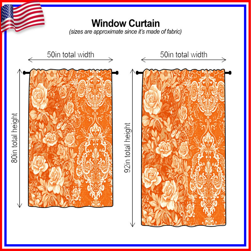 Rideaux Ornate Floral Roses, 50 po x 80 po - 1 panneau, Transparent