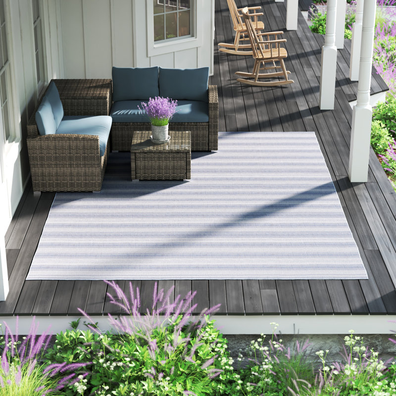 Tapis intérieur / extérieur bleu Tribeca 231, Rectangle 5 pi 1 po x 7 pi 6 po