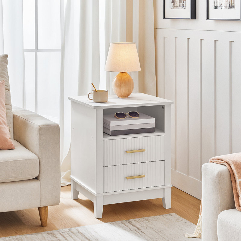 Nathanel 18.9" W Nightstand with 2 Drawers,Modern Bedside Table for Bedroom Living Room
