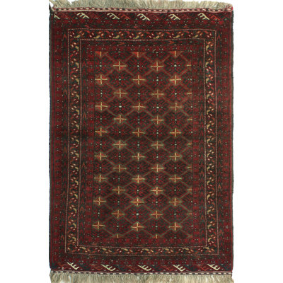 Handmade K.Mohammadi Nash Runner -  Burgundy - Brown , 2'5" x 3'5"