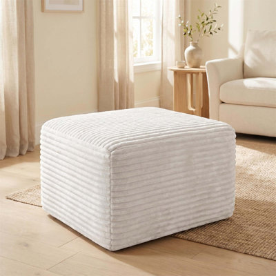 Repose-pieds carré rembourré en velours côtelé doux et multifonctionnel pour un décor de salon et de chambre confortable