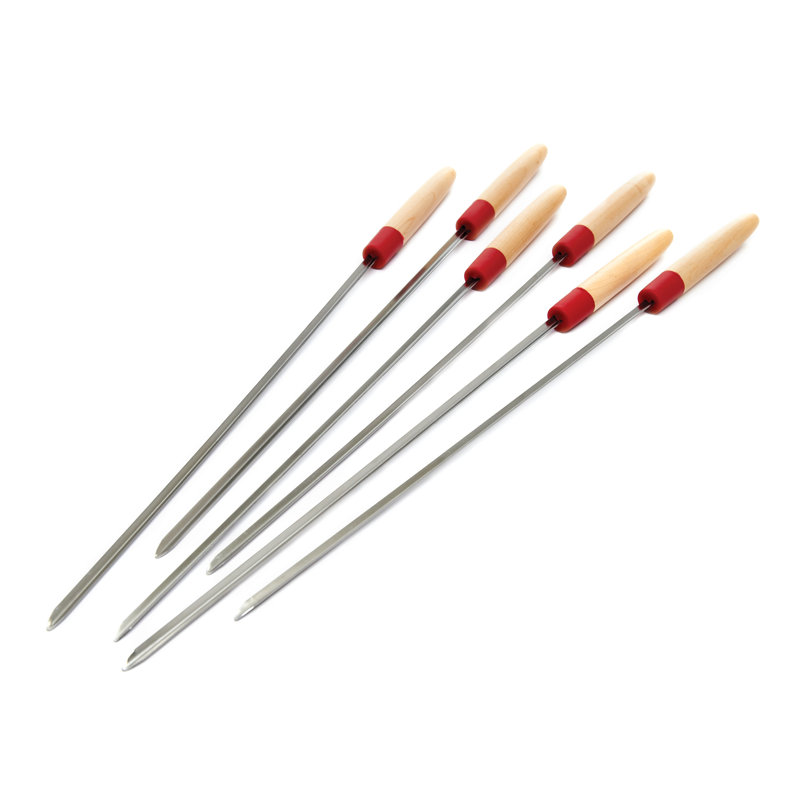 GrillPro 22-in Wood Handle V Skewers 6 Pcs