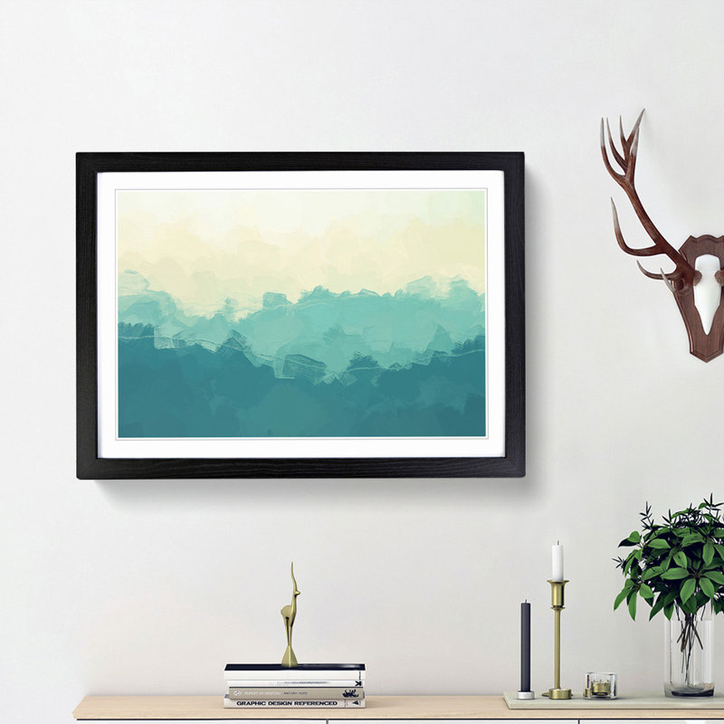 The Great Smokey Mountains in Abstract - Picture Frame Graphic Art Print, 27cm H x 36cm W x 2cm D, Black Framed
