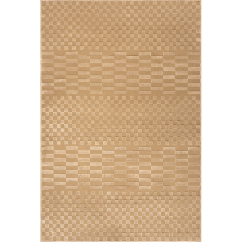  Faelora Checkered Washable Area Rug, Beige, Rectangle 7'11" x 9'9"