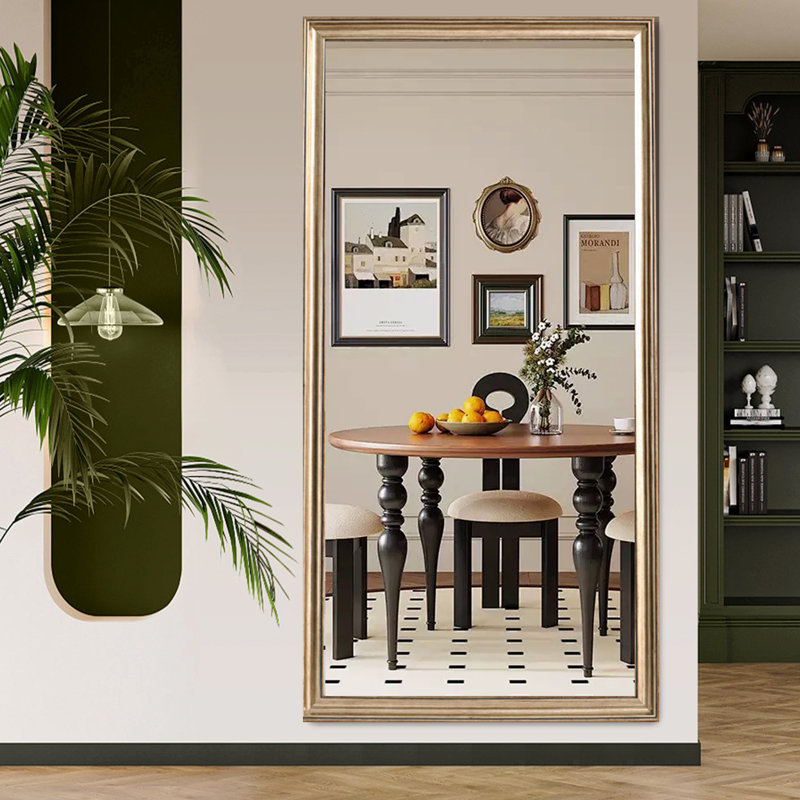 Full-Body Floor Mirror With Artificial Wood Frame, Elegant Design And Durability