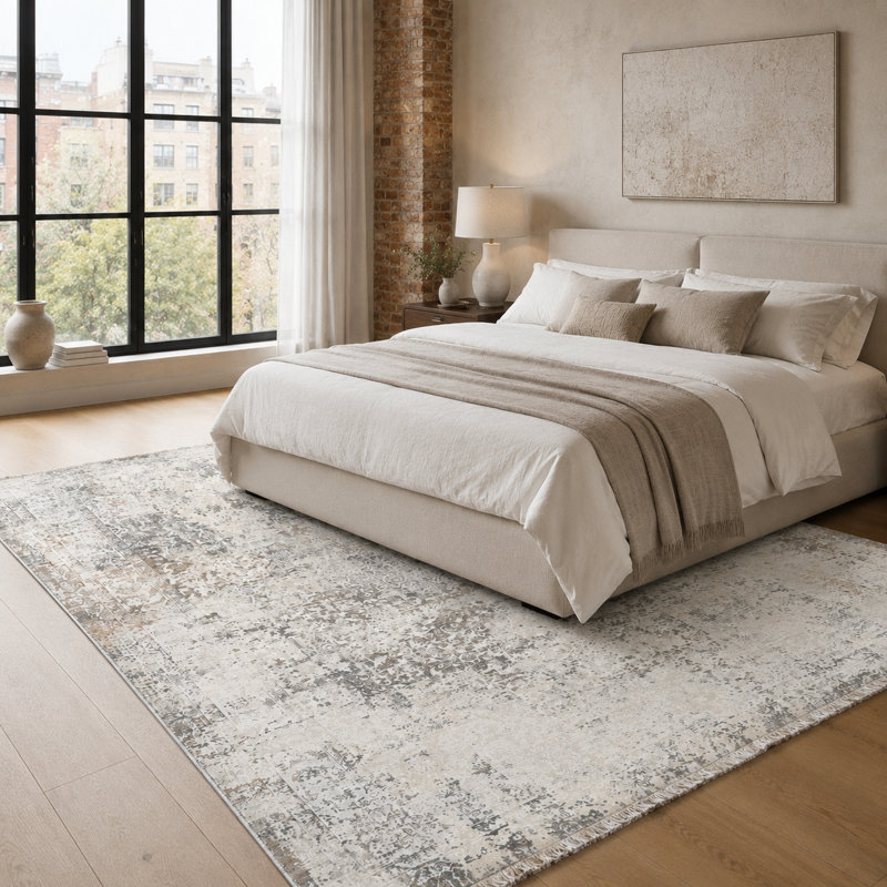 Vintage Look Cotton and Chenille Flatweave Area Rug, 160 cm round