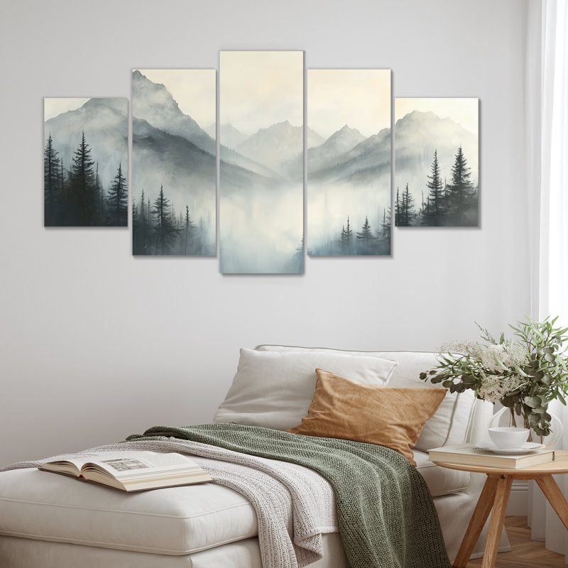 «Misty Mountain Morning I», art mural montagne - décoration murale traditionnelle diamant