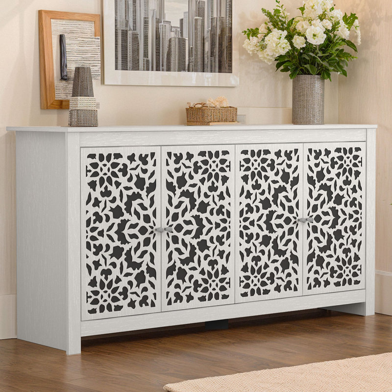 Arrastia 58.4" Wide Sideboard, Pearl White Oak/Black