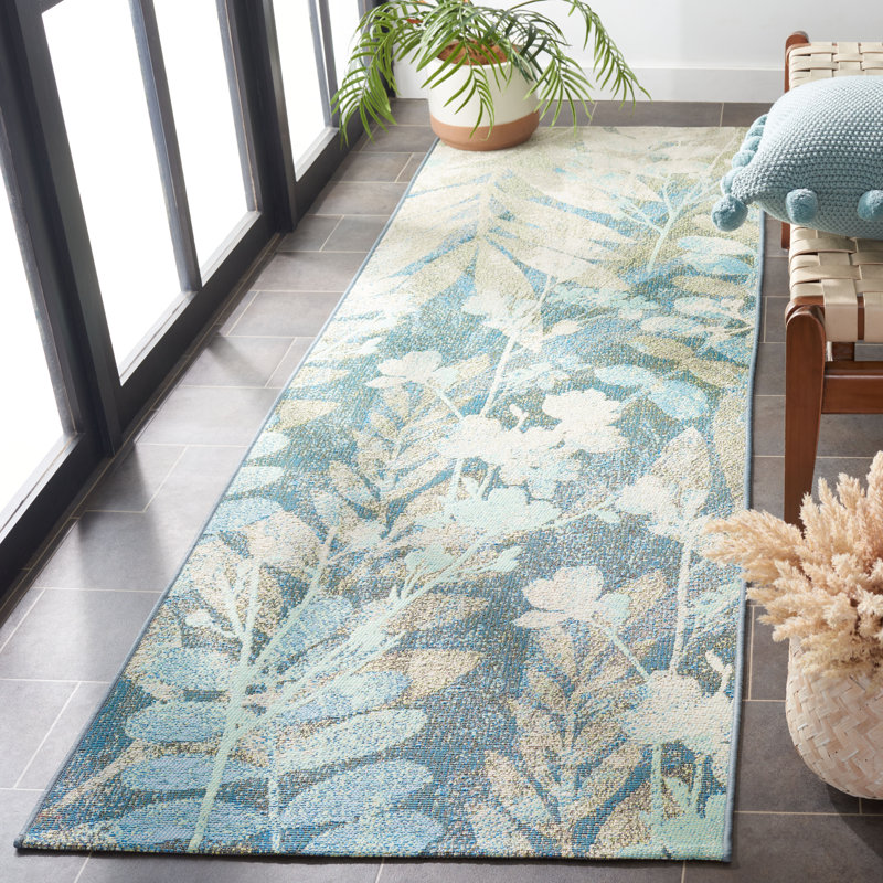 Aquia Floral Indoor/Outdoor Area Rug, Runner 2'8" x 8'