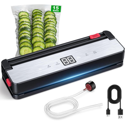 Scelleuse sous vide sans fil 75 kPa 4000 mAh - compte à rebours numérique, coupeur intégré, 15 sacs de démarrage pour aliments humides secs et légers