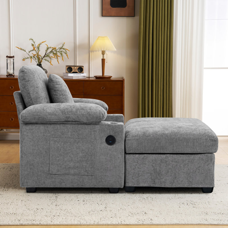 Chaise moderne surdimensionnée avec repose-pieds (chaise incluse seulement), Gris