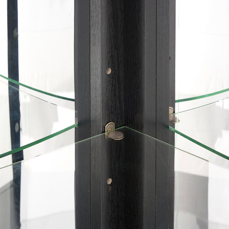 Vitrine de coin vitrée éclairée, Non, Noir