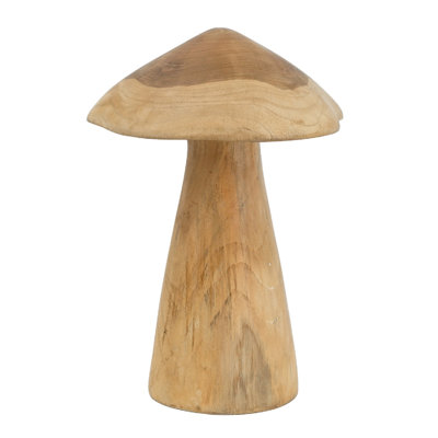 Décoration décorative champignon en bois de teck brun