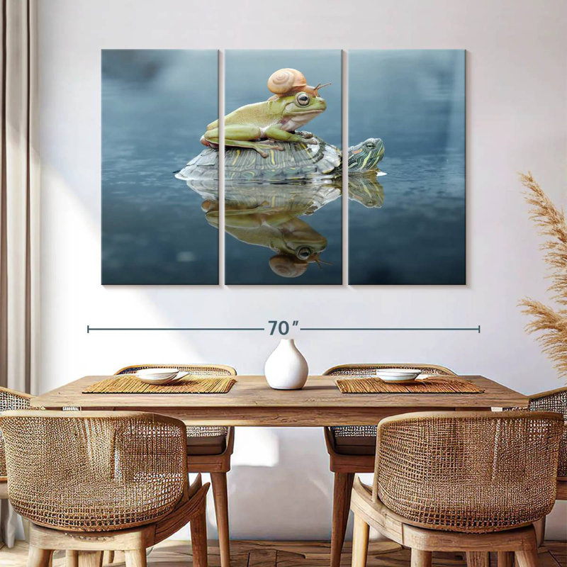 Brampt Snail And Frog Riding A Turtle, 42" H x 65" W