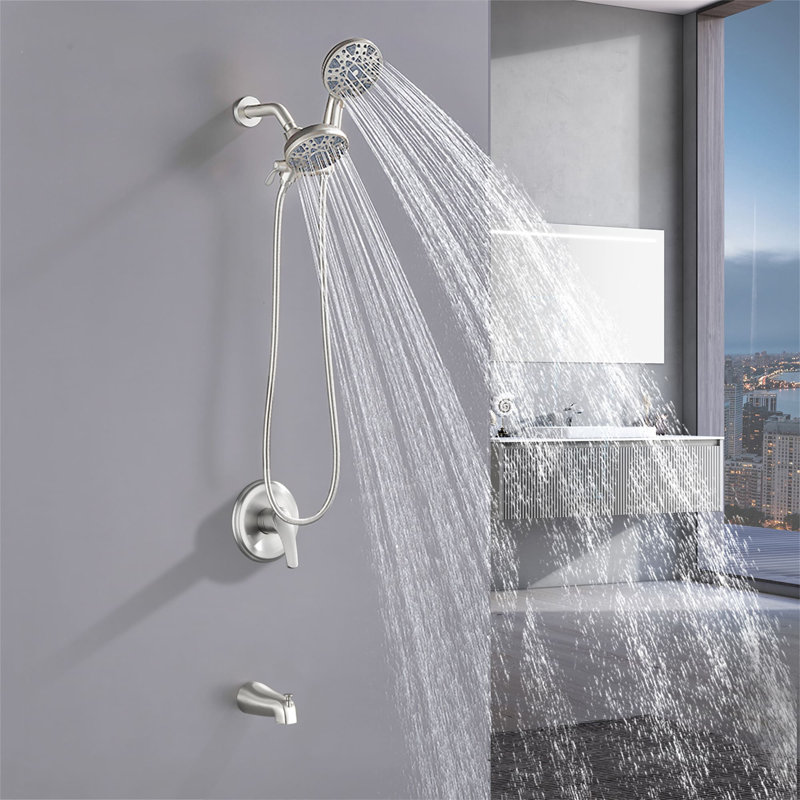 Complete Shower System with Rough in-Valve, Brushed Nickel
