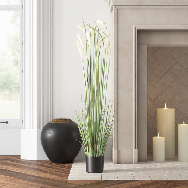 Faux Dogtail Grass in Pot, 38" H x 10" W x 10" D