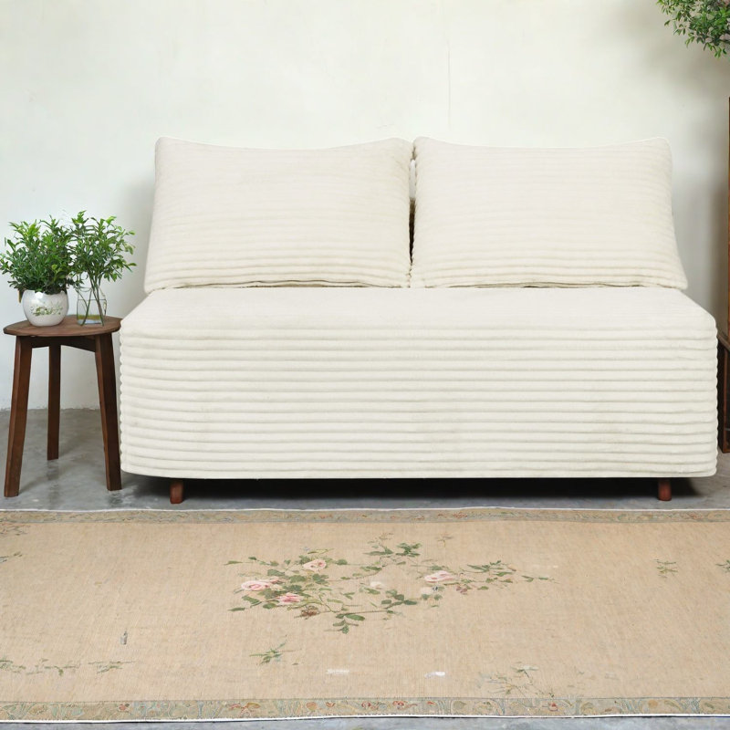 Canapé d'angle à compression, canapé moderne compact de 145 cm en tissu peluche pour la maison