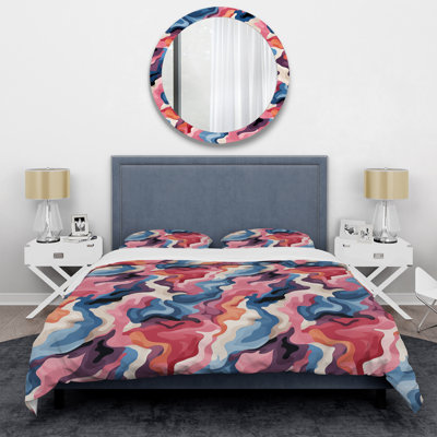 Retro Revival II - Ensemble de housse de couette à motif abstrait - Microfibre de polyester