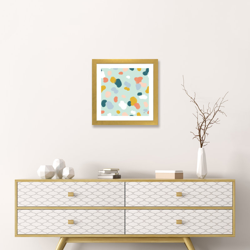 «Wild Garden Motif IXA» par Laura Marshall - reproduction d'art, Papier encadré doré, Blanc, H 16 po x l 16 po x p 1 po
