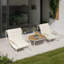 Ensemble 3 pièces de chaise longue d'extérieur avec table et coussins-381524162