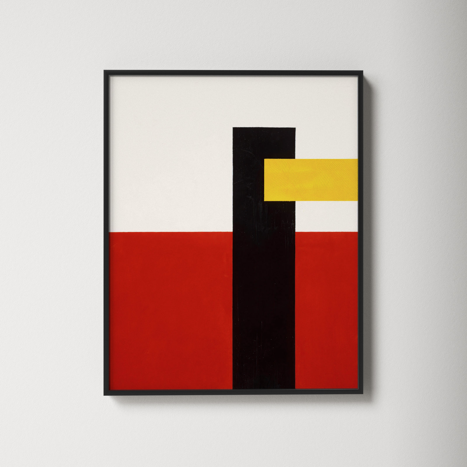 Composition With Yellow 4 by Robert Kamnatnik, Black Framed Paper, 20" H x 16" W x 1.25" D