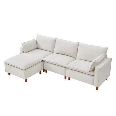 108.5" Modular Sectional L Shape Sofa with Movable Ottoman