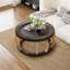 Table basse ronde en bois massif de 35,43 po avec pieds courbés et table d'appoint Boho pour la salle à manger, la cuisine et le salon