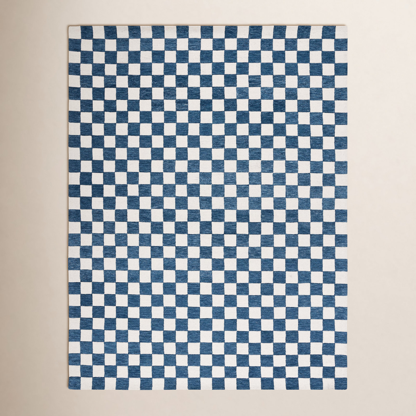 Freemont Blue Ivory Hand-Tufted Checkered Rug, Rectangle 9' x 12'