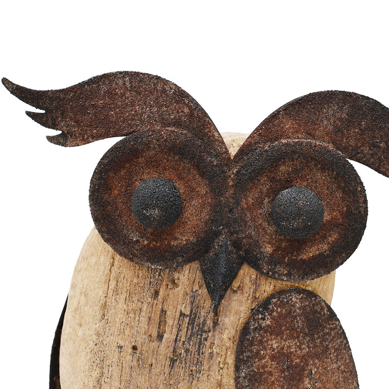 Rustic Owl Decorations for Home Decorative Wood Owl Figurine Statues Night Owl