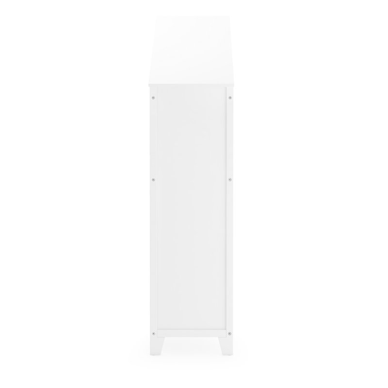 Creamy White Wooden Kids Dollhouse Bookcase with Storage Bins