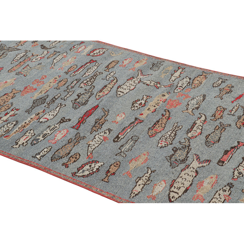 Burano Hand Knotted Wool Animal Print Area Rug, Runner 3' x 10'