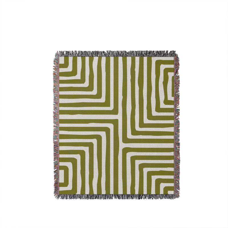 Jeté en coton Waren, Chartreuse, 50 x 70