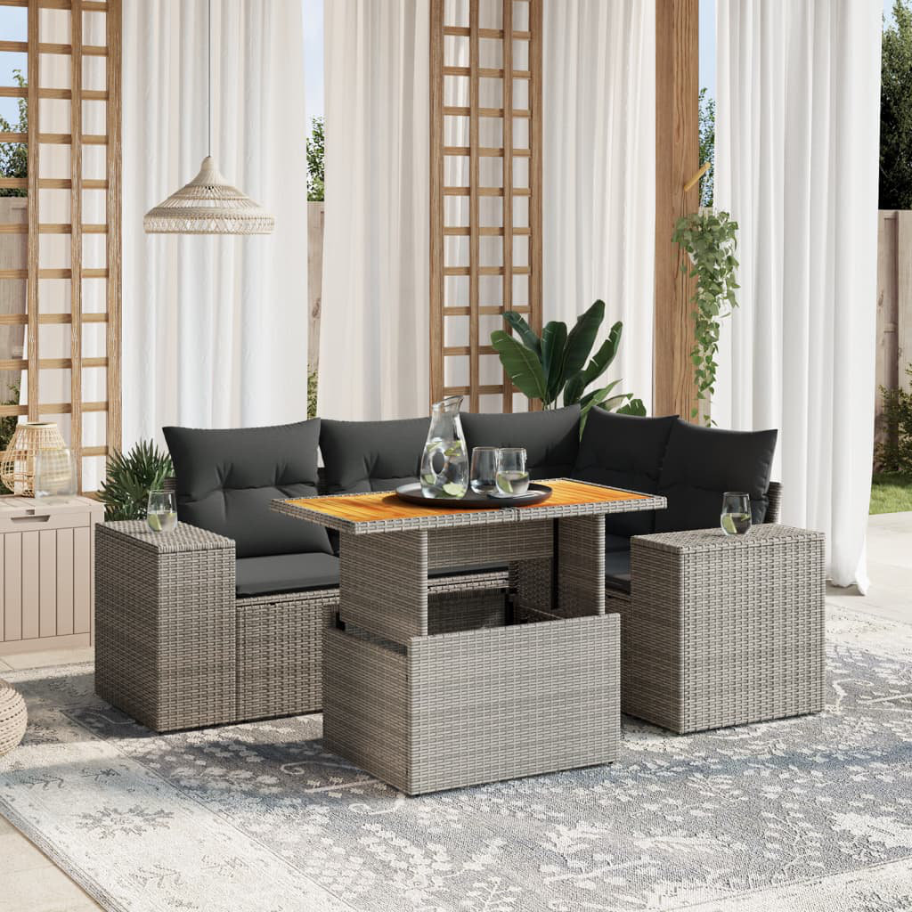 4-Sitzer Lounge-Set aus Polyrattan mit Polster